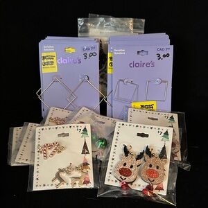 New Bundle Claire's Festive Reindeer and Candy Cane Earring Set 24 Packages Seal